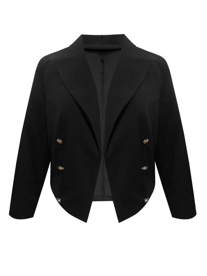 Plus Size Buttoned Lapel Collar Long Sleeve Blazer - Fashorio