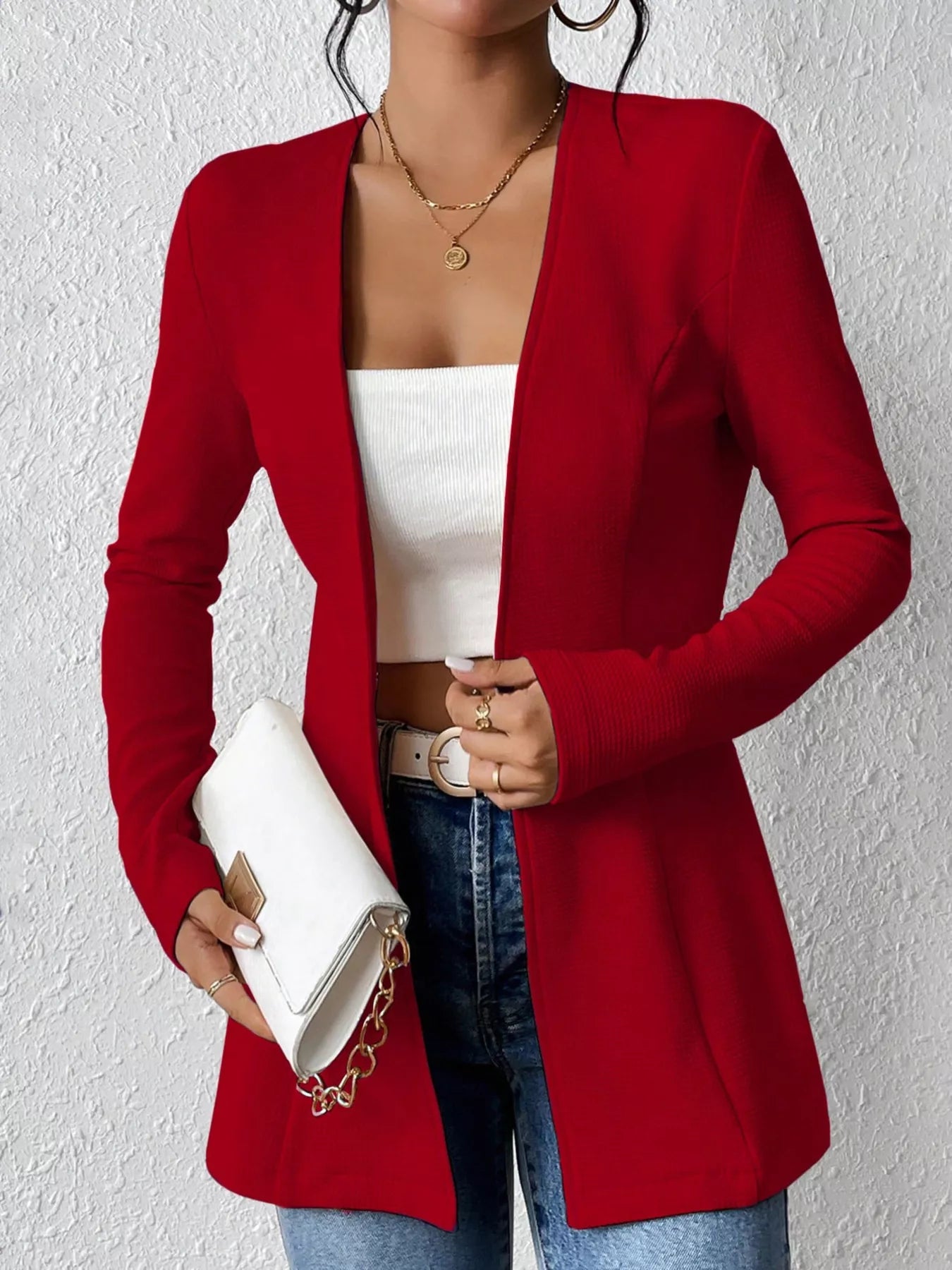 Fashorio Blazers Red / S One Button Long Sleeve Blazer