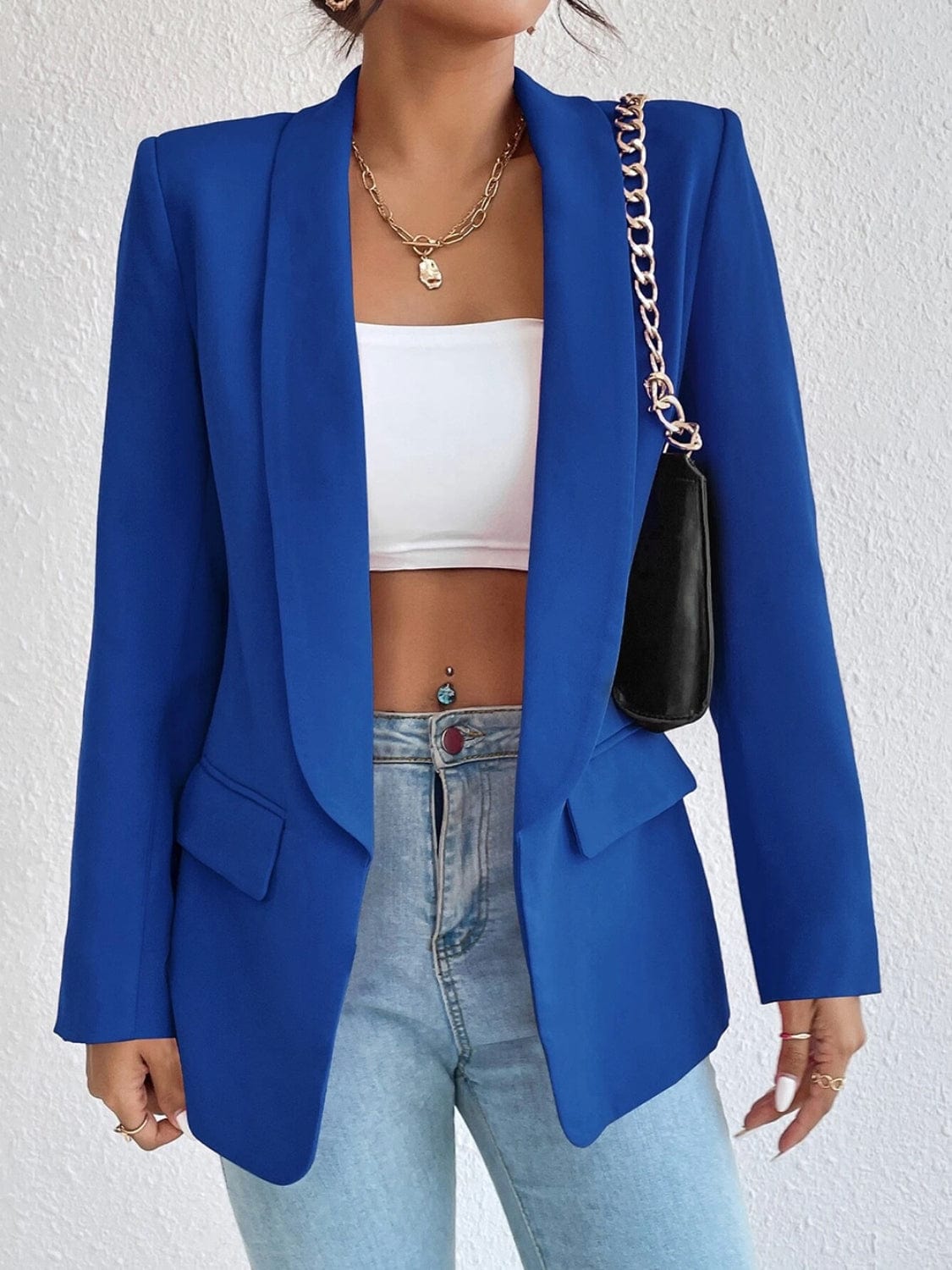 Fashorio Blazers Royal Blue / S Shawl Collar Long Sleeve Blazer