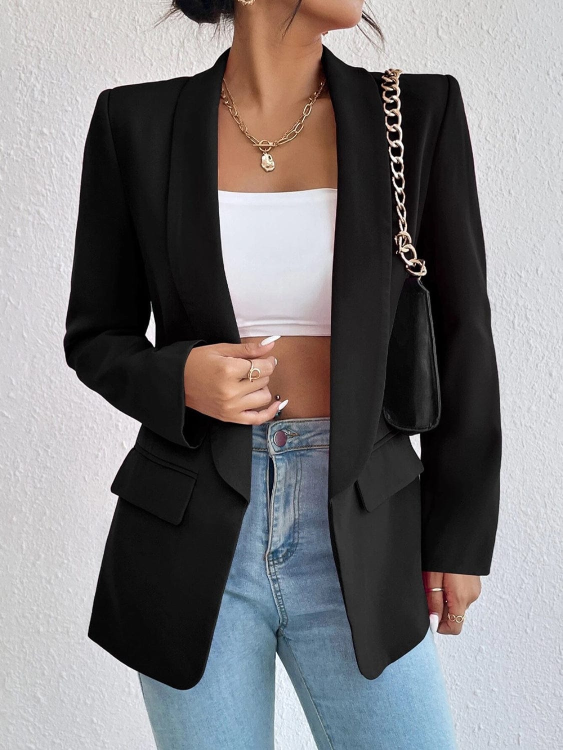 Fashorio Blazers Shawl Collar Long Sleeve Blazer