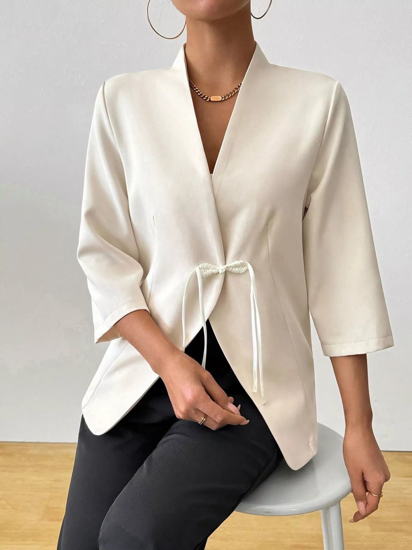 Fashorio Blazers Three-Quarter Sleeves Blazer