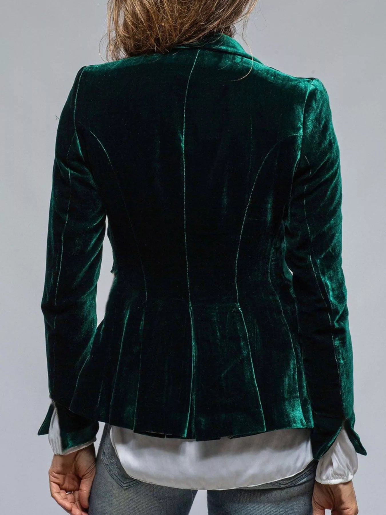 Fashorio Blazers Velvet Lapel Collar Button Up Blazer