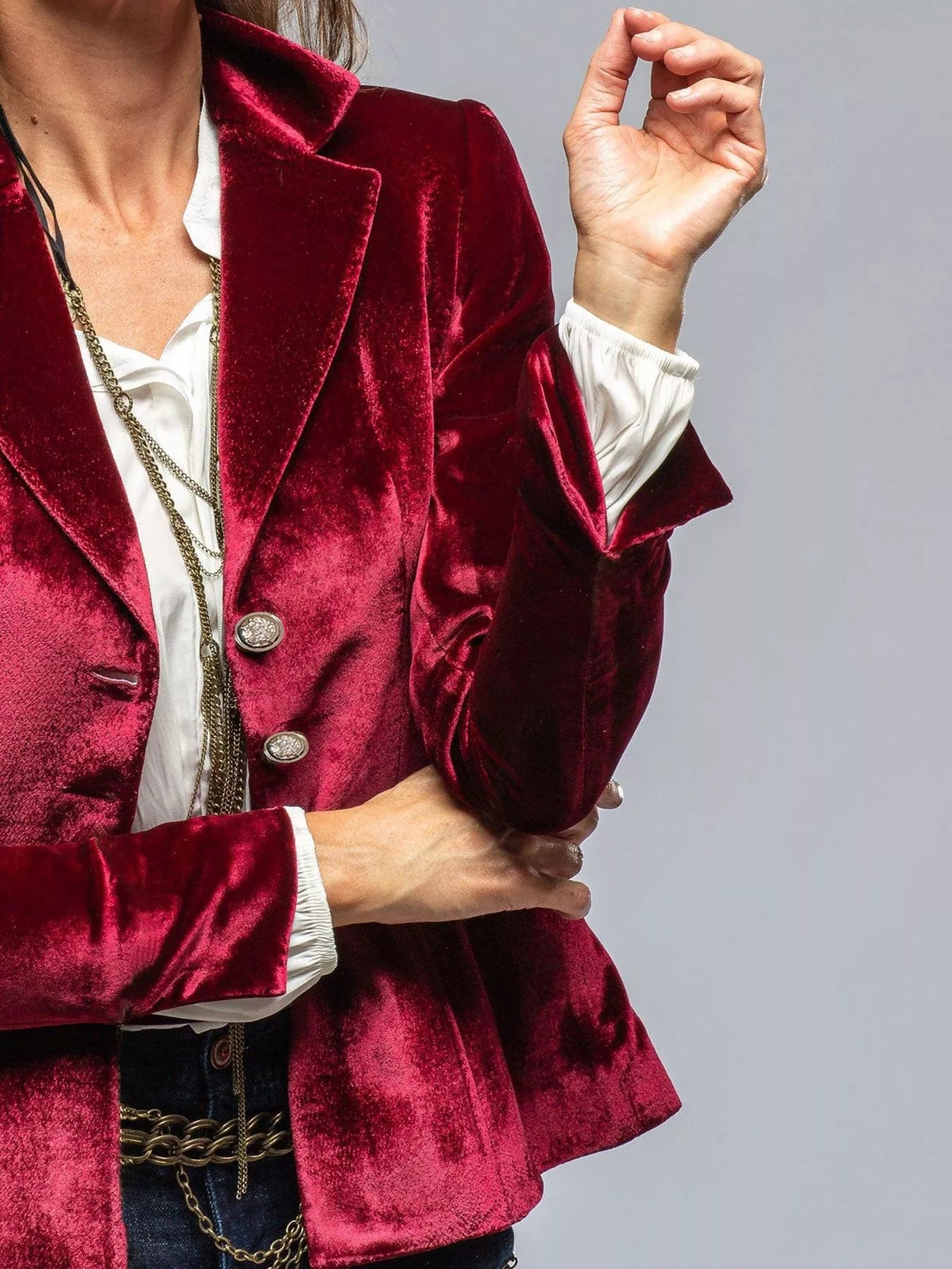 Fashorio Blazers Velvet Lapel Collar Button Up Blazer