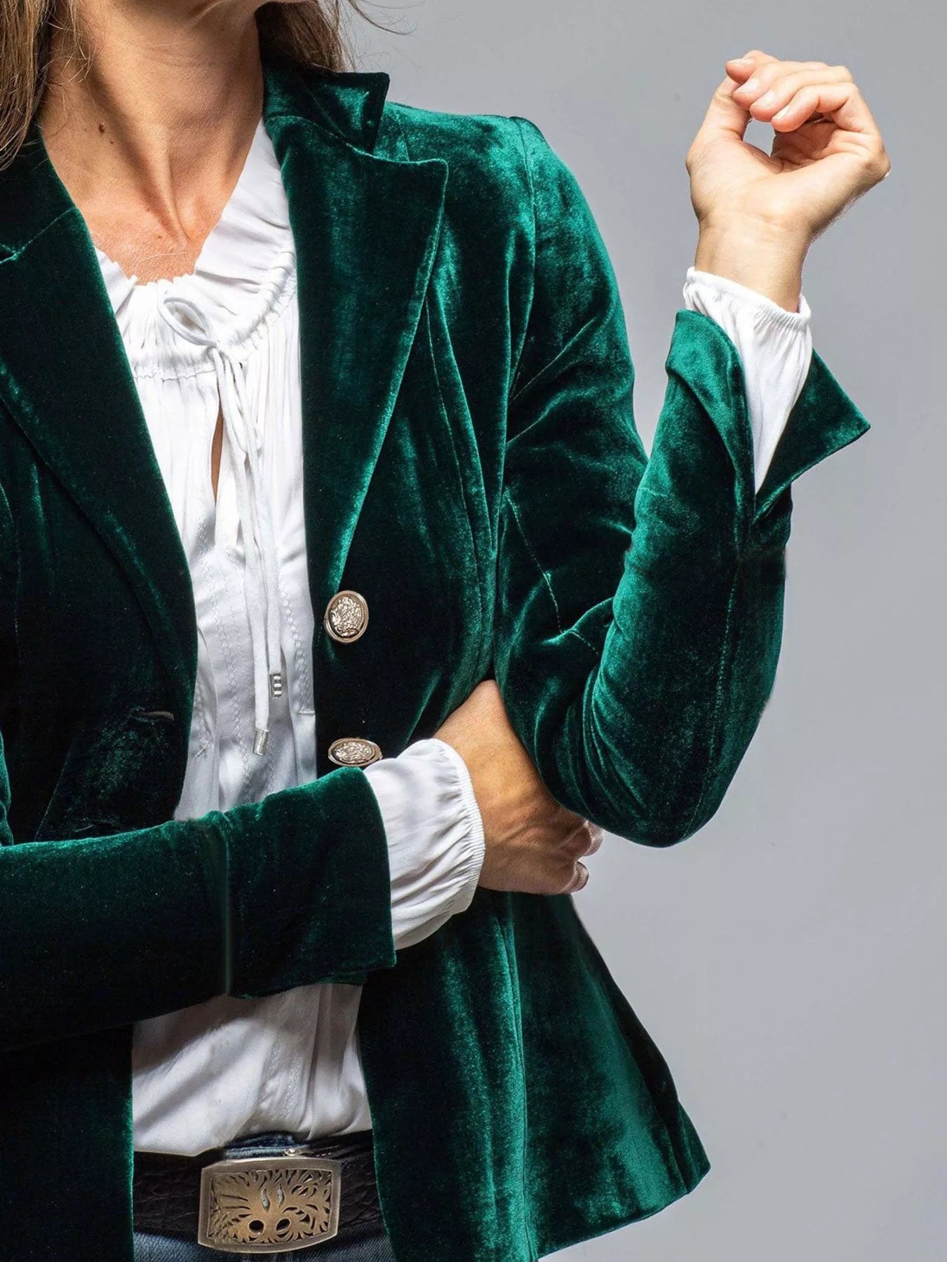 Fashorio Blazers Velvet Lapel Collar Button Up Blazer