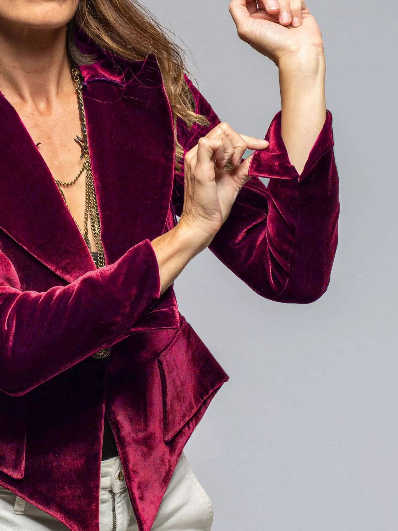 Fashorio Blazers Velvet Lapel Collar One Button Blazer