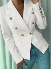 Fashorio Blazers White / S Decor Button Lapel Collar Blazer