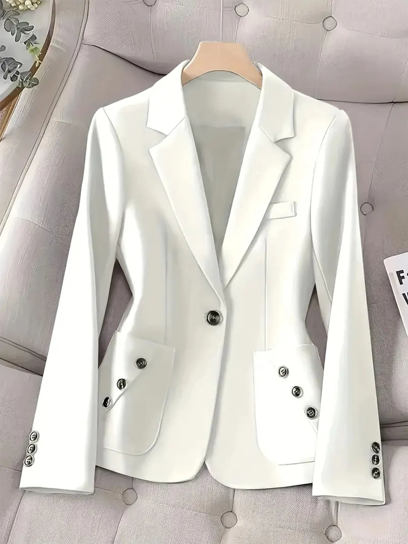 Fashorio Blazers White / S One-Button Blazer with Pockets