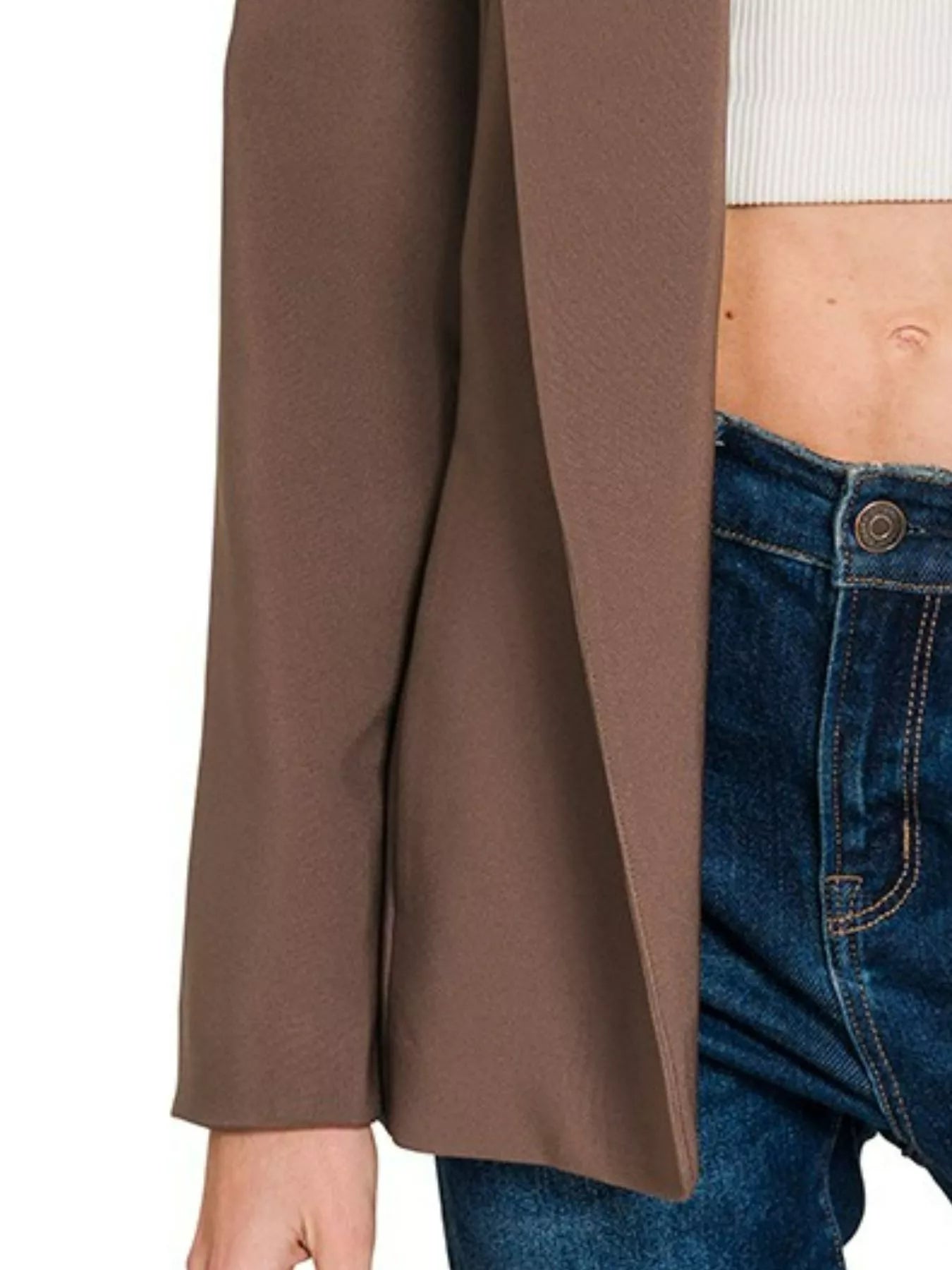 Fashorio Blazers Zenana Woven Long Sleeve Blazer With Lining