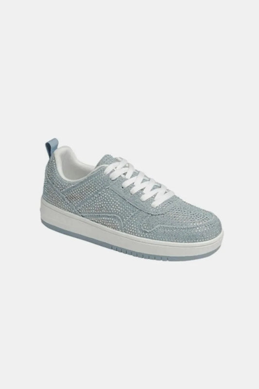Forever Link Rhinestone Platform Flat Sneakers Blue Denim - Fashorio
