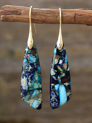 Fashorio Blue/Gold / One Size Geometrical Shape Dangle Earrings