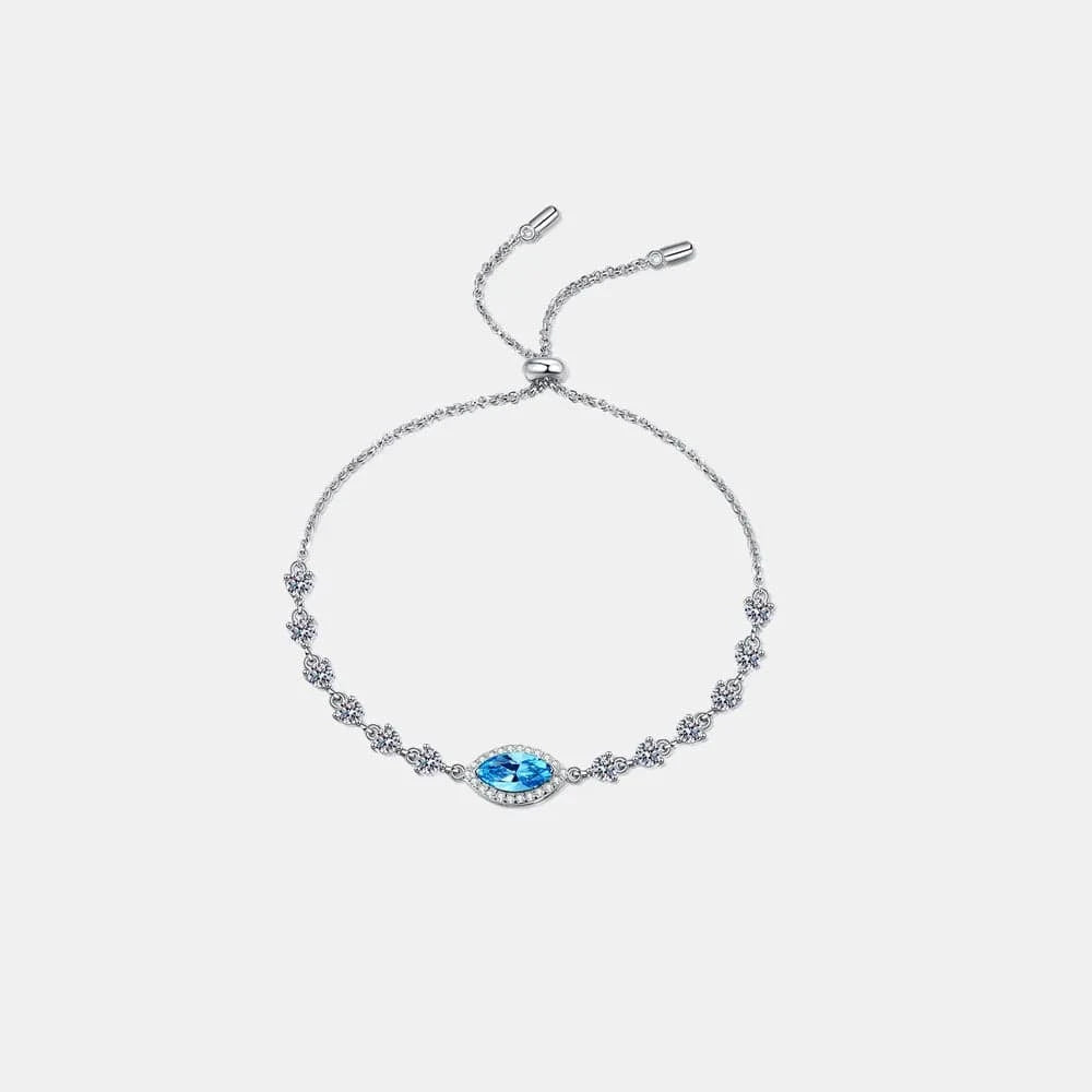 Fashorio Blue / One Size 1 Carat Moissanite 925 Sterling Silver Bracelet