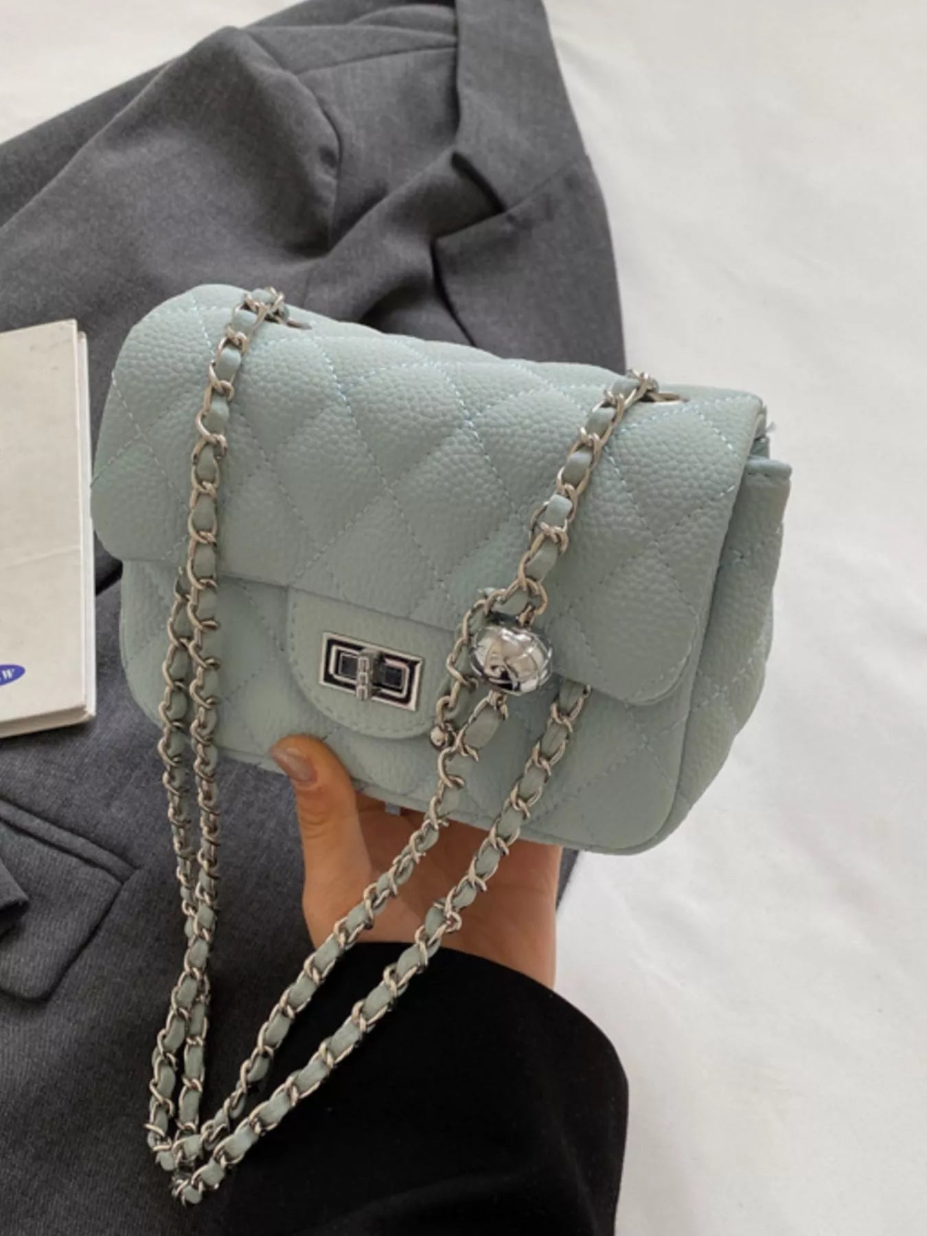 Fashorio Blue / One Size Quilted Chain Crossbody Bag