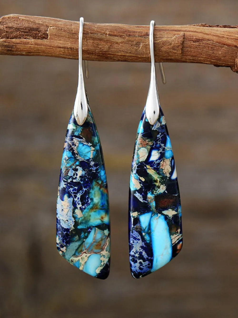 Fashorio Blue/Silver / One Size Geometrical Shape Dangle Earrings