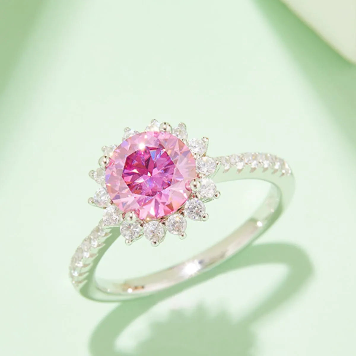 Fashorio Blush Pink / 5 2 Carat Moissanite 925 Sterling Silver Ring