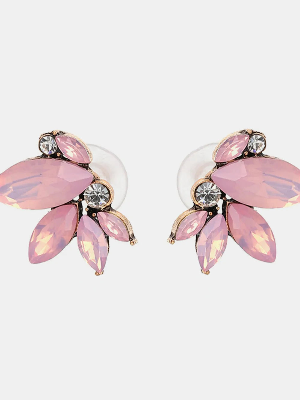 Fashorio Blush Pink / One Size Alloy Rhinestone Flower Stud Earrings