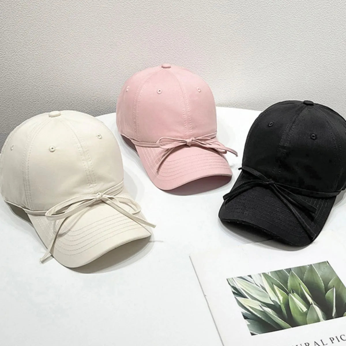 Fashorio Blush Pink / One Size Bow Solid Color Baseball Cap