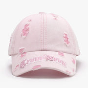 Fashorio Blush Pink / One Size Distressed Letter Embroidered Baseball Cap