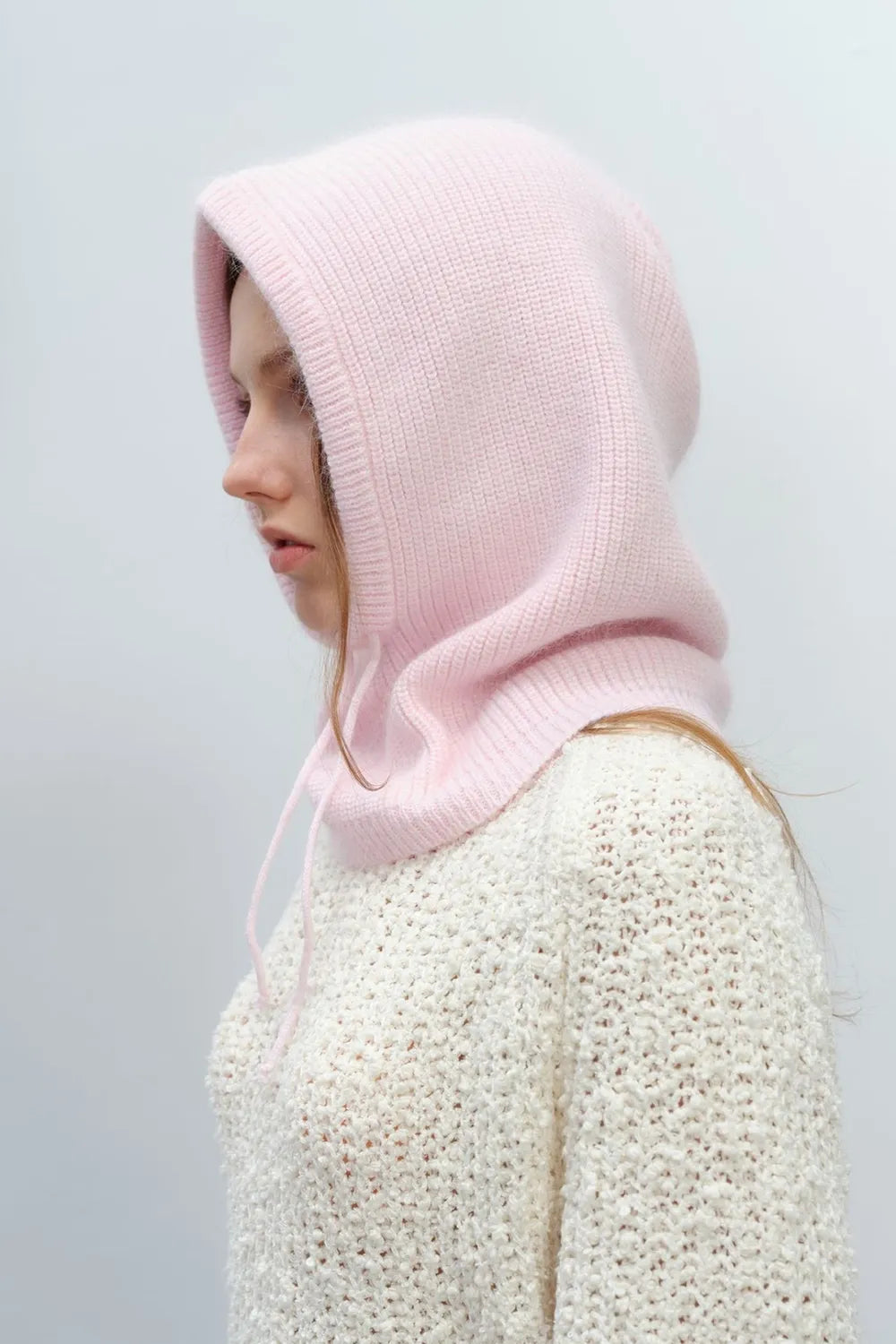 Fashorio Blush Pink / One Size Drawstring Solid Color Thermal Knit Hat