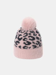 Fashorio Blush Pink / One Size Leopard Hat with Pompom