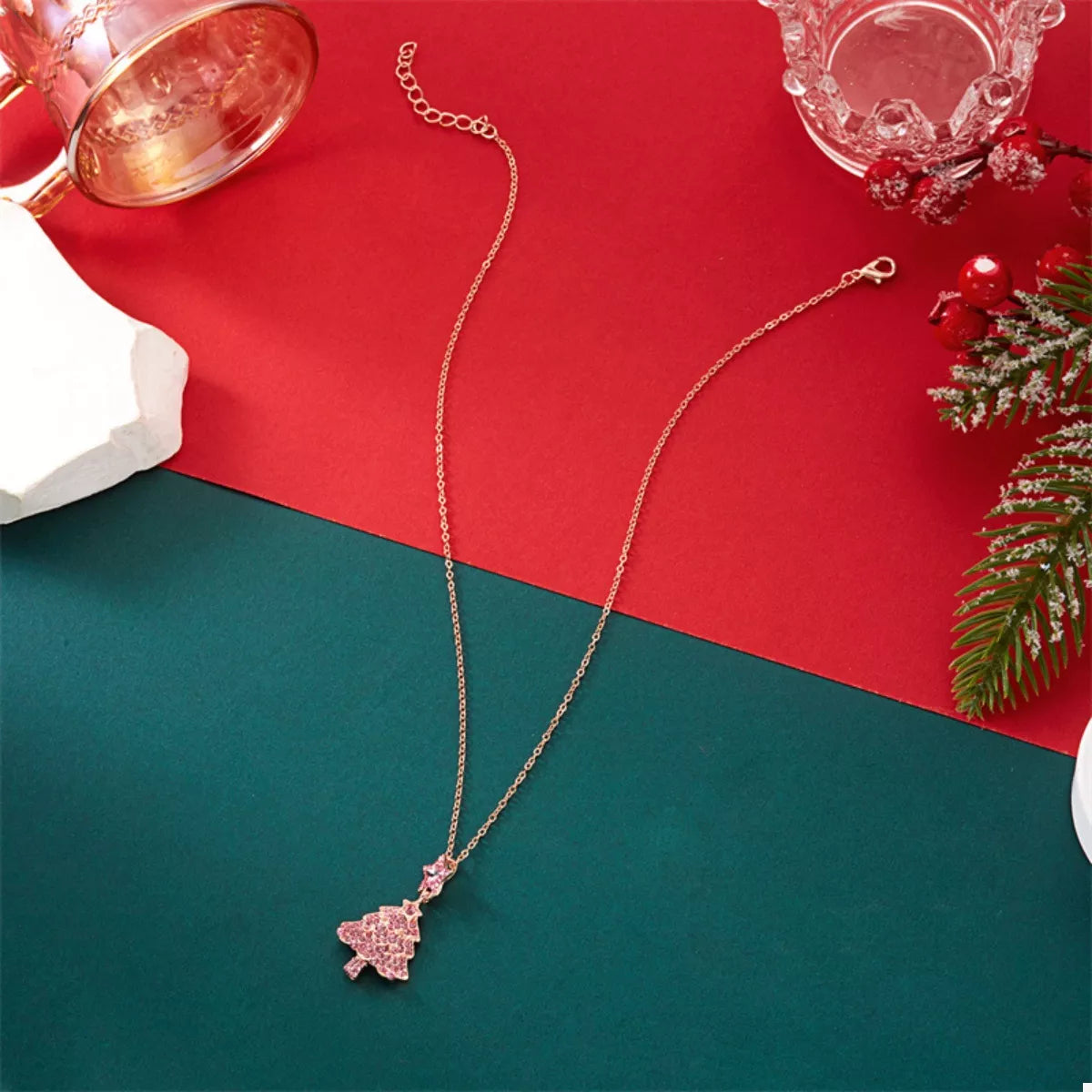 Fashorio Blush Pink / onesize Christmas Tree Pendant Necklace