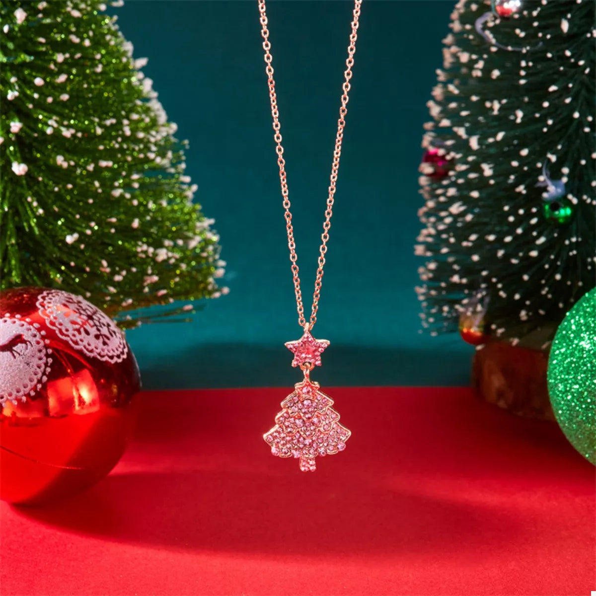 Fashorio Blush Pink / onesize Christmas Tree Pendant Necklace