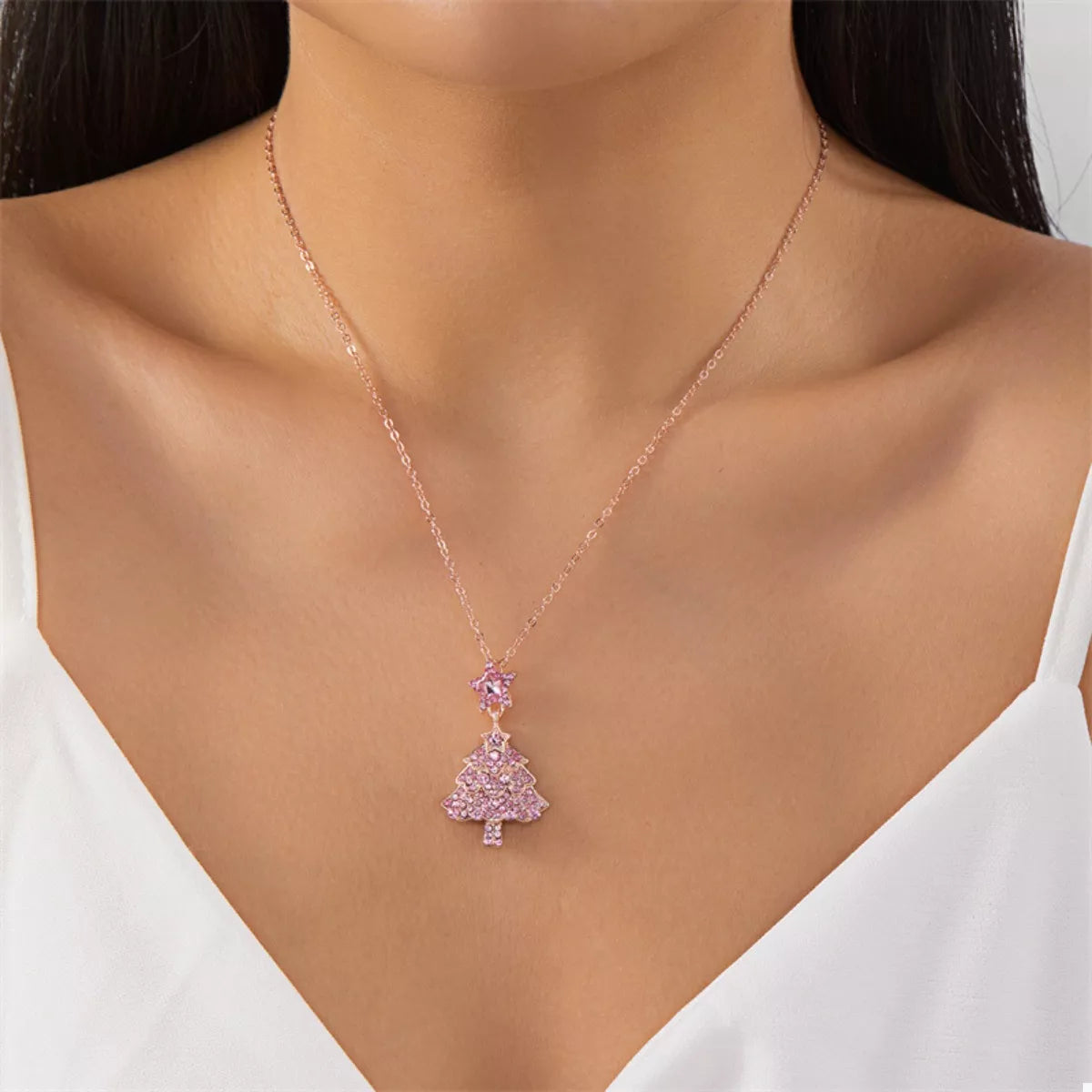 Fashorio Blush Pink / onesize Christmas Tree Pendant Necklace