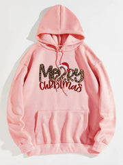 Fashorio Blush Pink / S MERRY CHRISTMAS Graphic Drawstring Hoodie