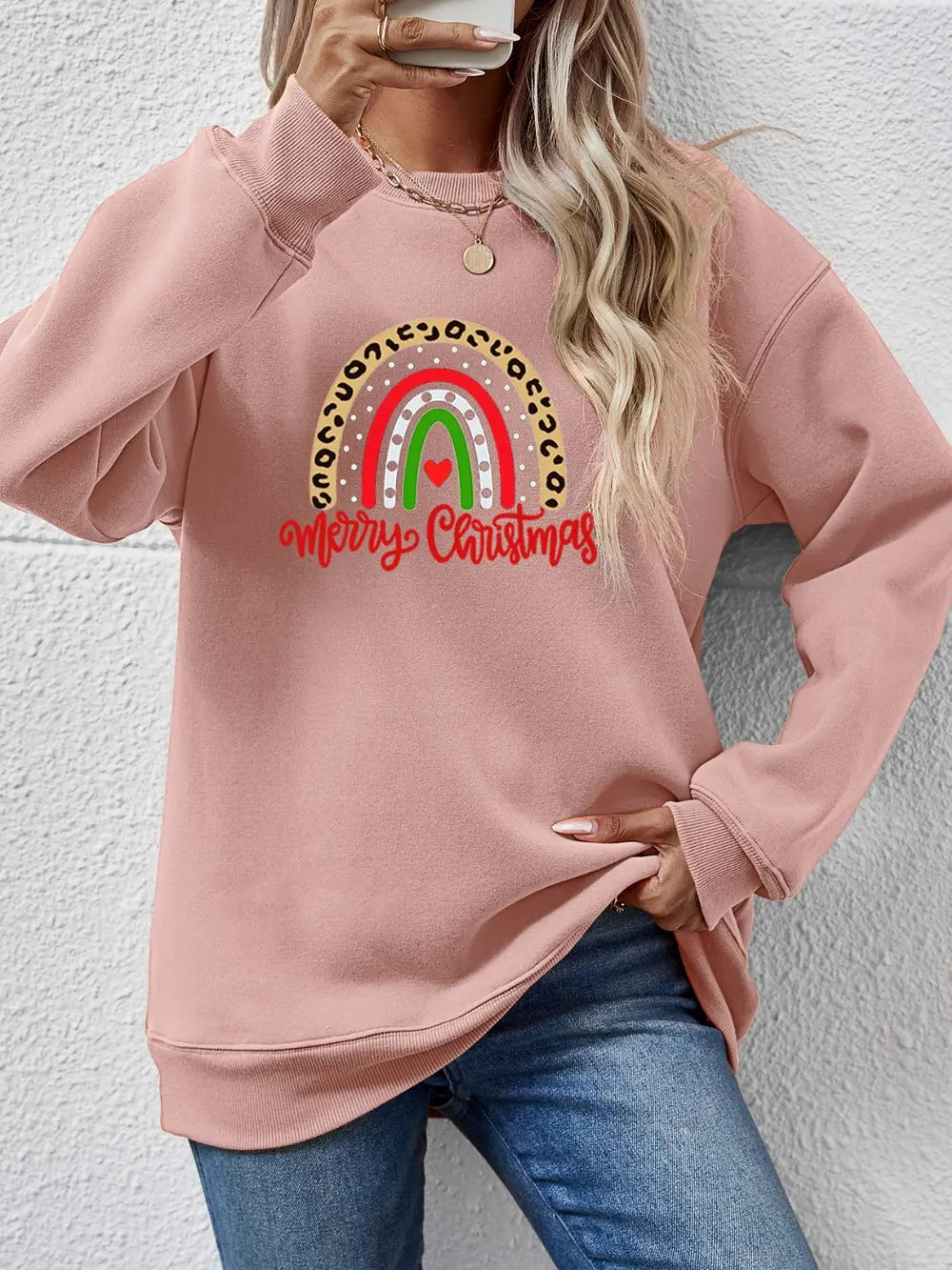 Fashorio Blush Pink / S MERRY CHRISTMAS Graphic Sweatshirt