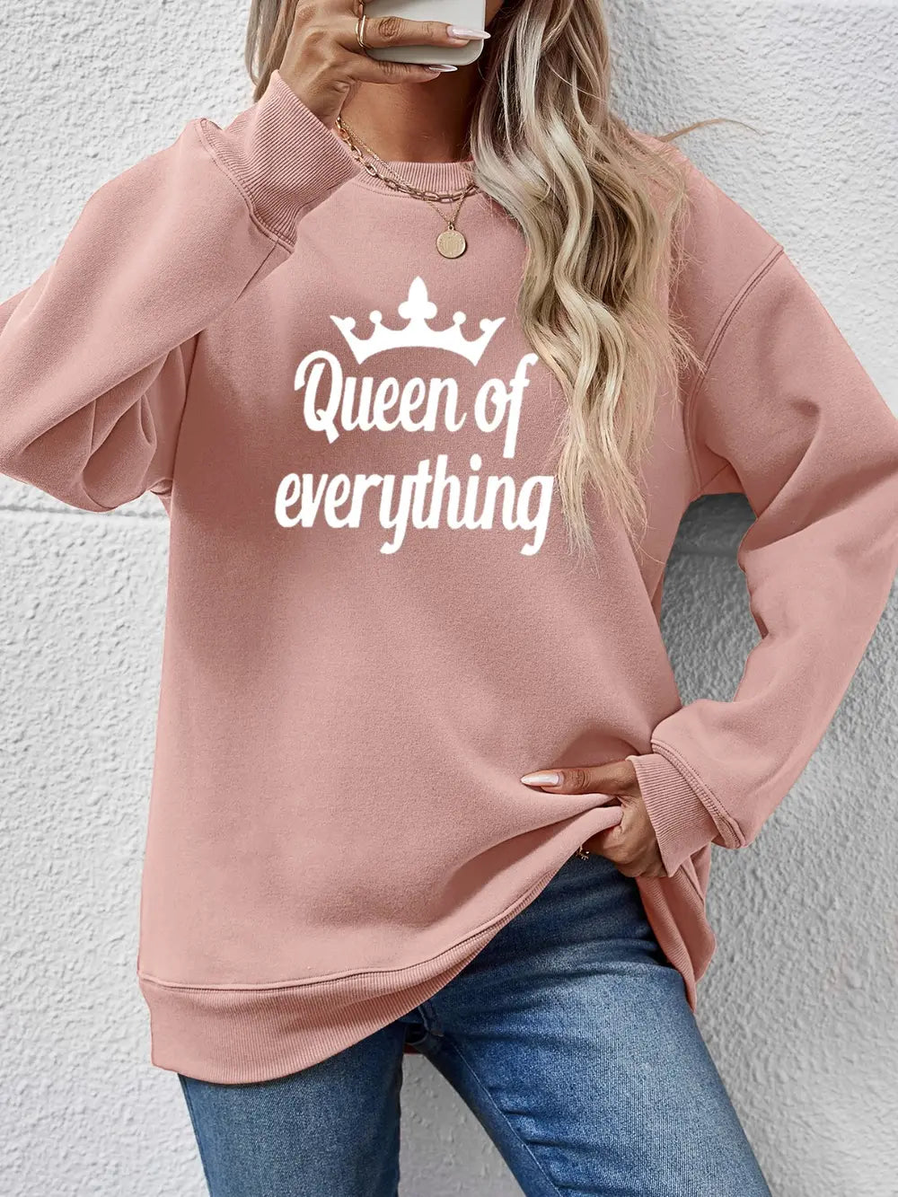 Fashorio Blush Pink / S QUEEN OF EVERYTHING Round Neck Sweatshirt
