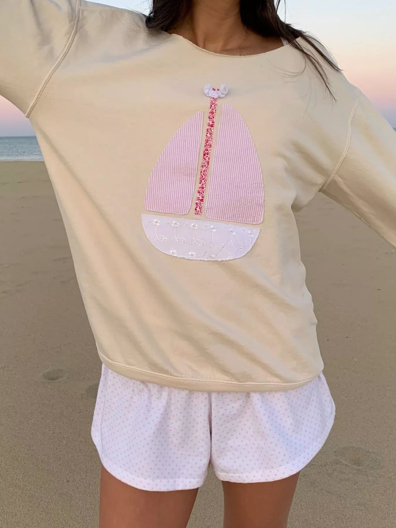 Fashorio Boat Neck Long Sleeve Patchwork Sweatshirt
