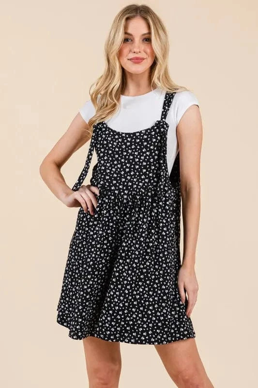 BOMBOM Floral Print Overalls with Pockets - Fashorio