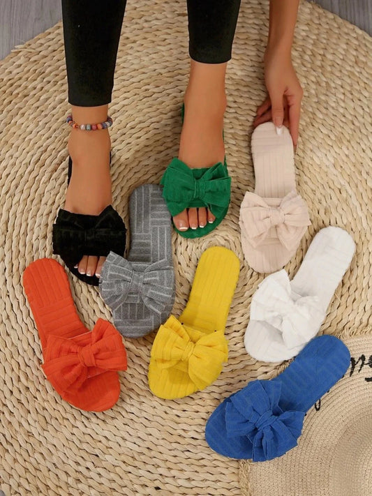 Bow Knot Open Toe Slippers - Fashorio
