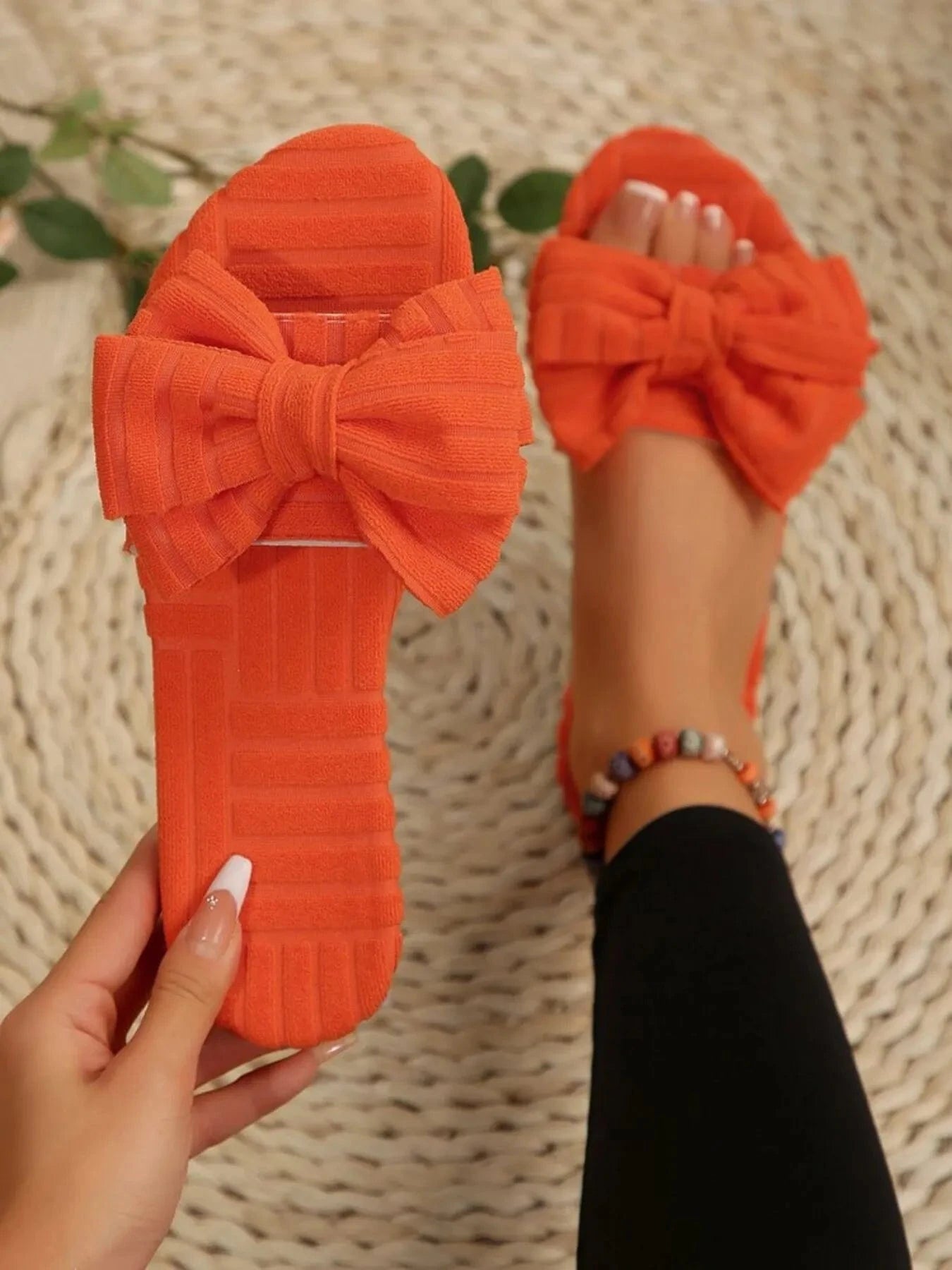 Fashorio Bow Knot Open Toe Slippers