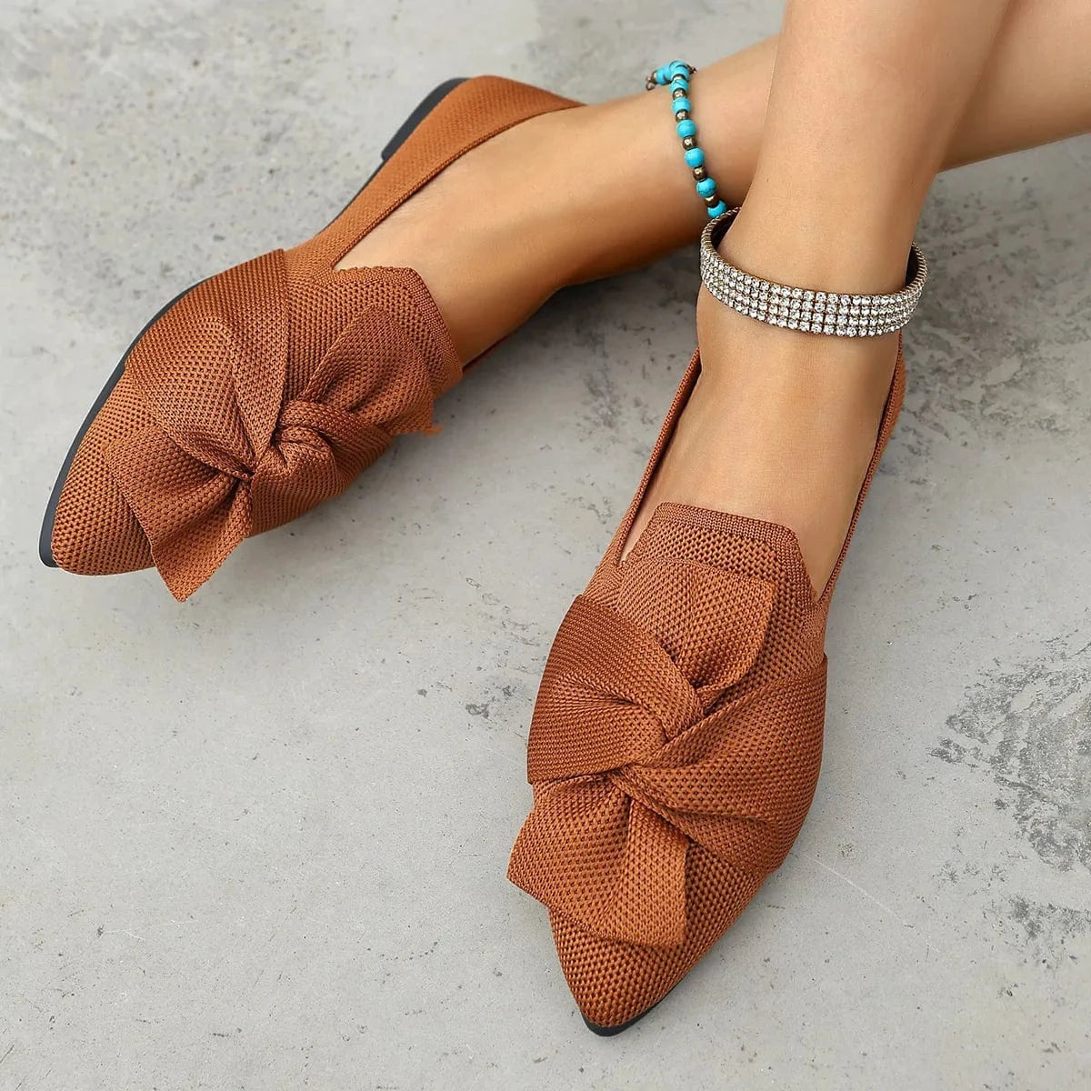 Fashorio Bow Point Toe Flats Slip-Ons