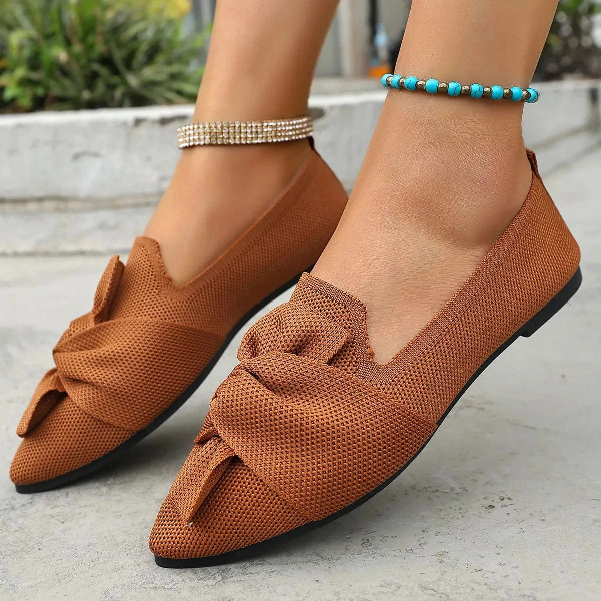 Fashorio Bow Point Toe Flats Slip-Ons