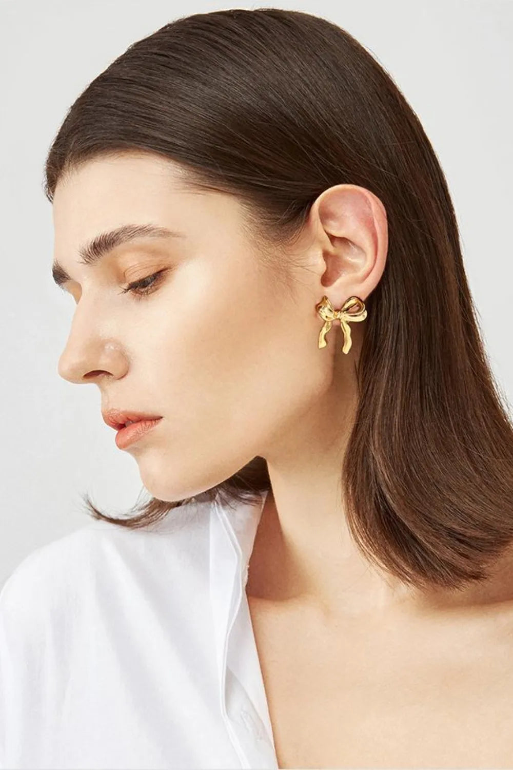 Fashorio Brass Bow Stud Earrings