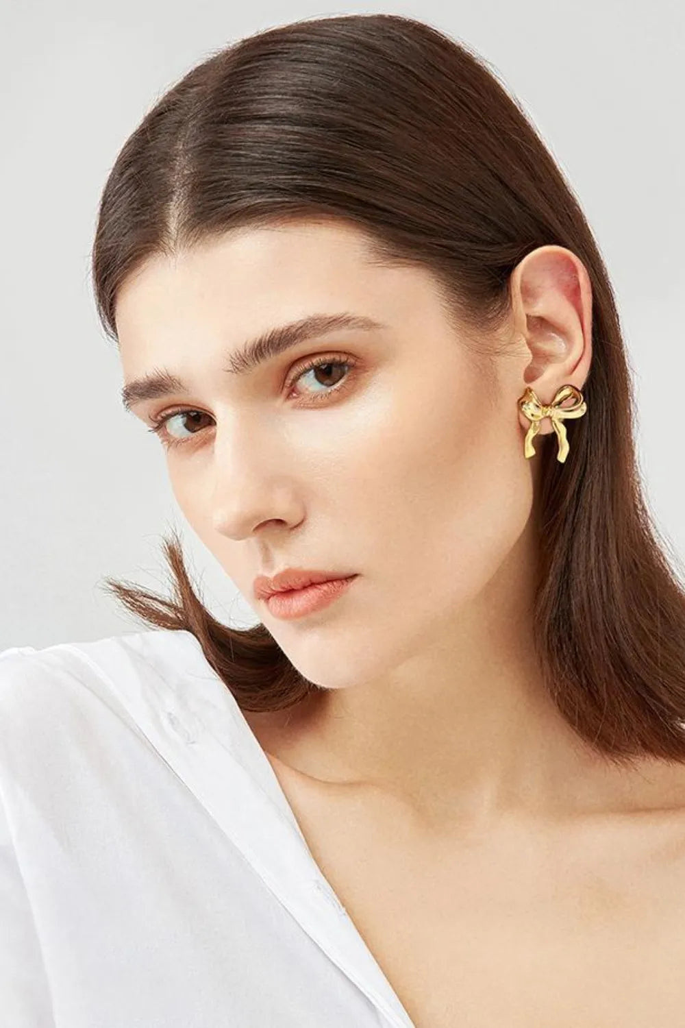 Fashorio Brass Bow Stud Earrings