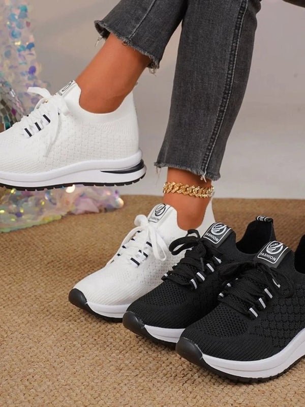 Breathable Mesh Lace Up Sneakers - Fashorio