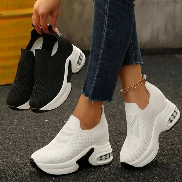 Breathable Mesh Platform Sneakers - Fashorio