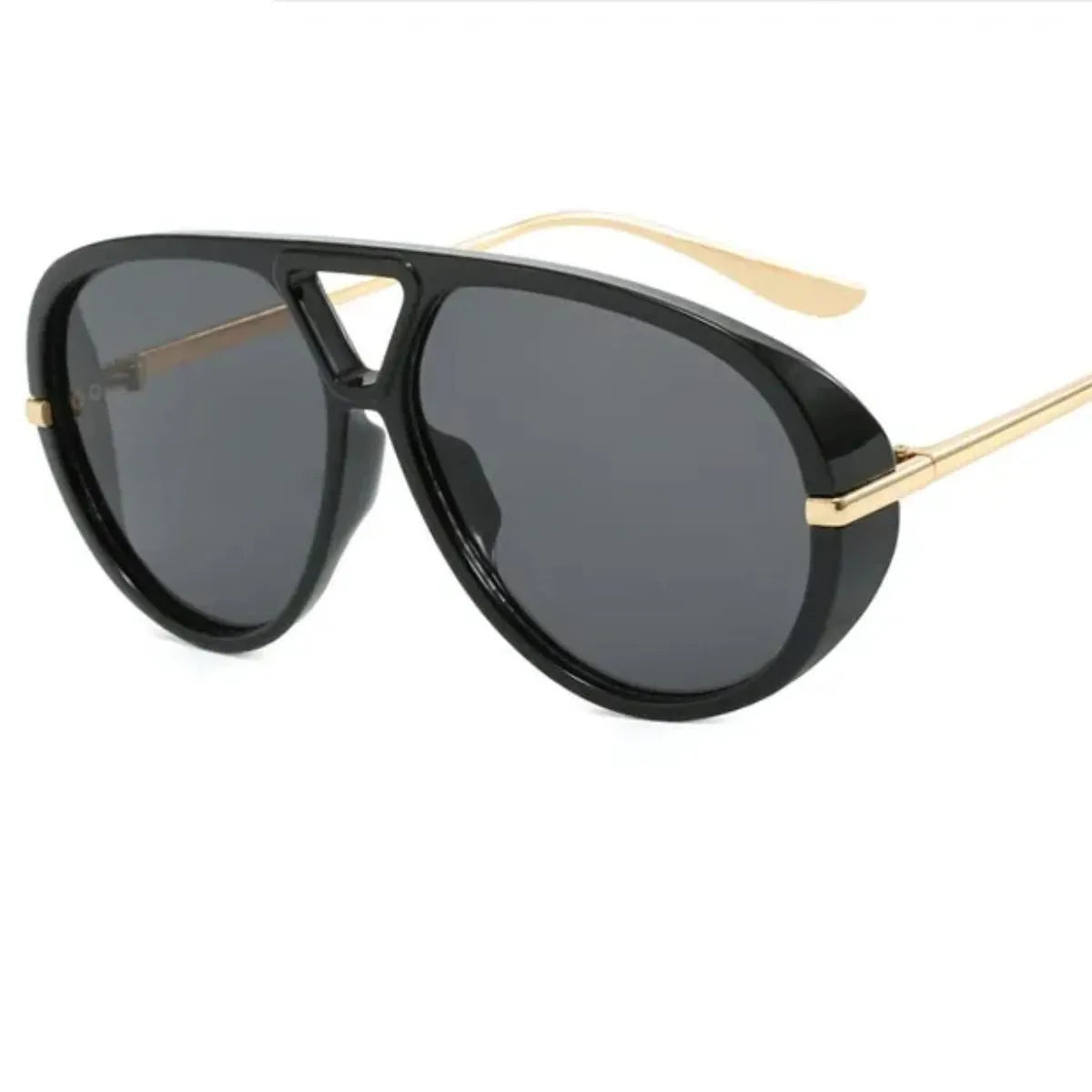 Fashorio Bright Black All Gray / One Size UV Protection Tinted Lenses Sunglasses