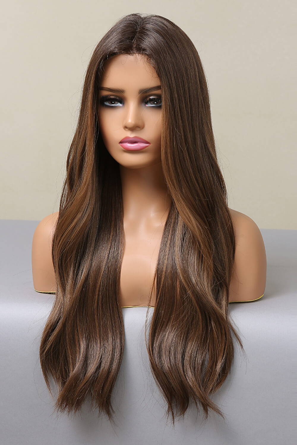 Fashorio Brown Balayage / One Size 13*2" Lace Front Wigs Synthetic Long Wave 26" Heat Safe 150% Density