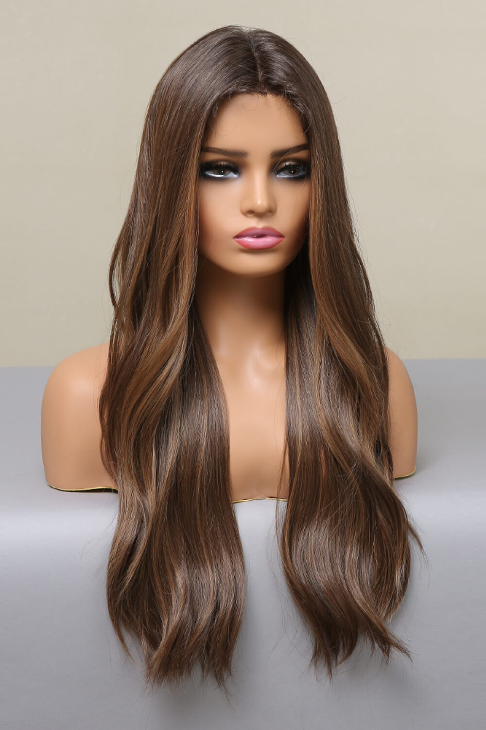 Fashorio Brown Balayage / One Size 13*2" Lace Front Wigs Synthetic Long Wave 26" Heat Safe 150% Density