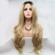 Fashorio Brown/Khaki / One Size 13*3" Lace Front Wigs Synthetic Long Wavy 24" 130% Density