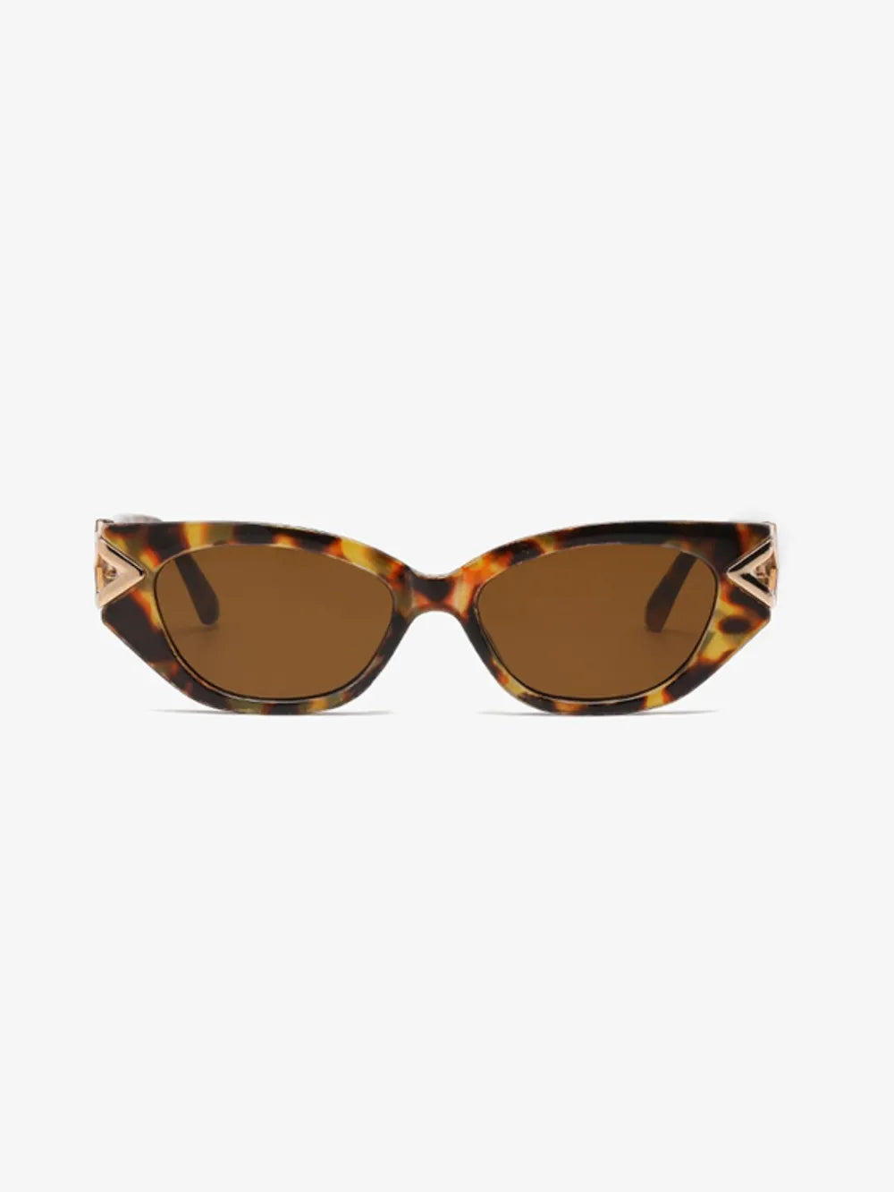 Fashorio Brown / One Size Polycarbonate Frame Cat-Eye Sunglasses