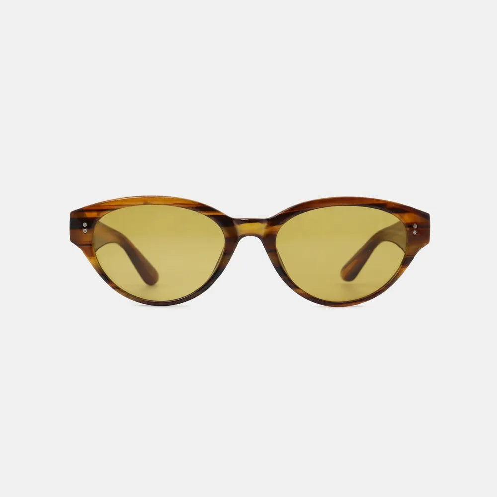 Fashorio Brown / One Size Polycarbonate Frame Cat-Eye Sunglasses