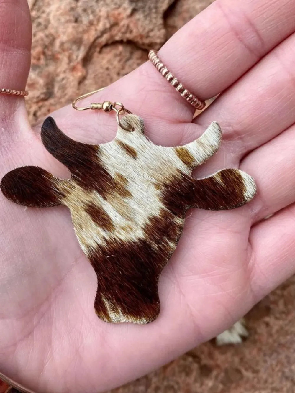 Fashorio Brown / One Size PU Leather Bull Head Earrings