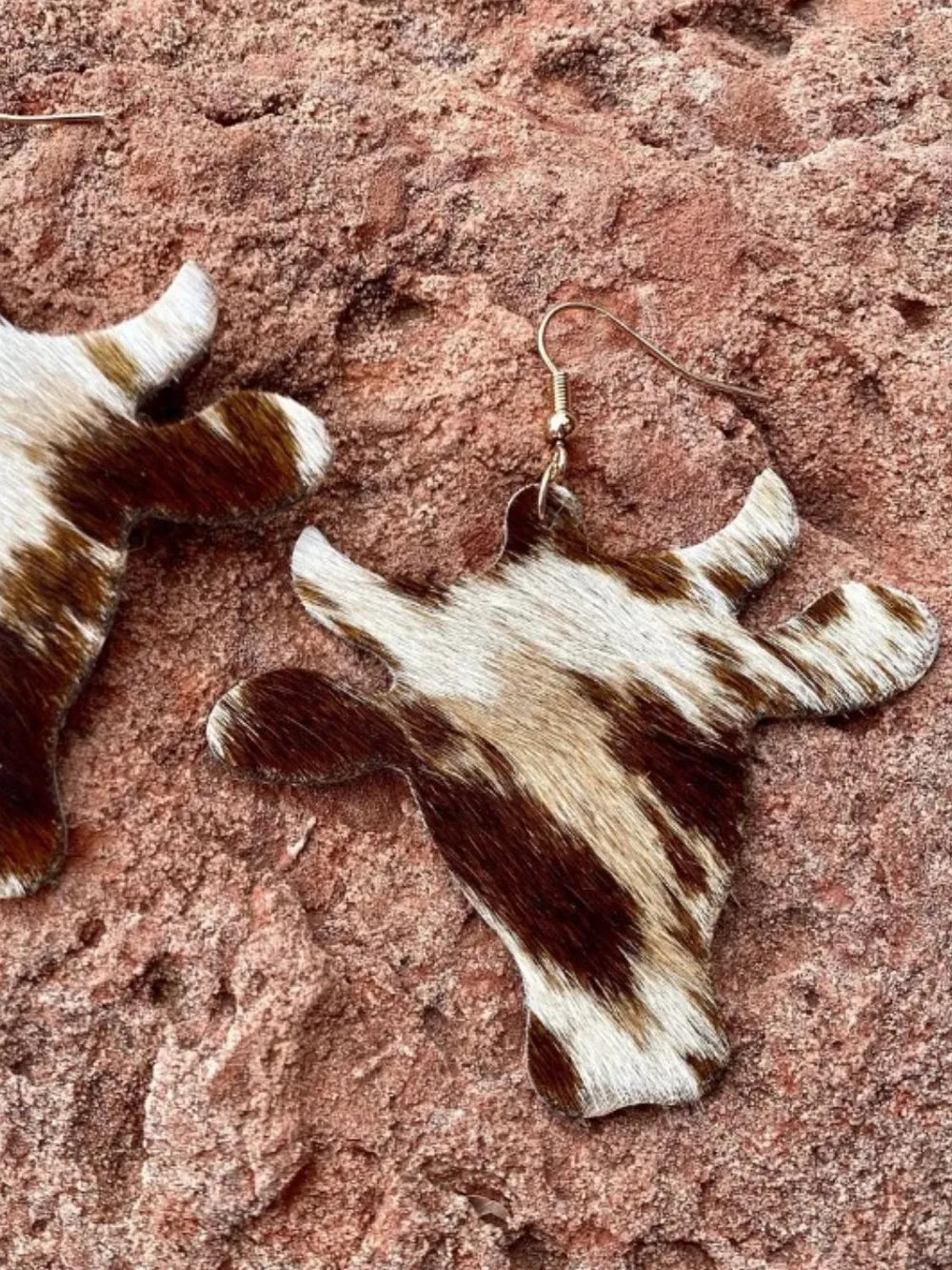 Fashorio Brown / One Size PU Leather Bull Head Earrings