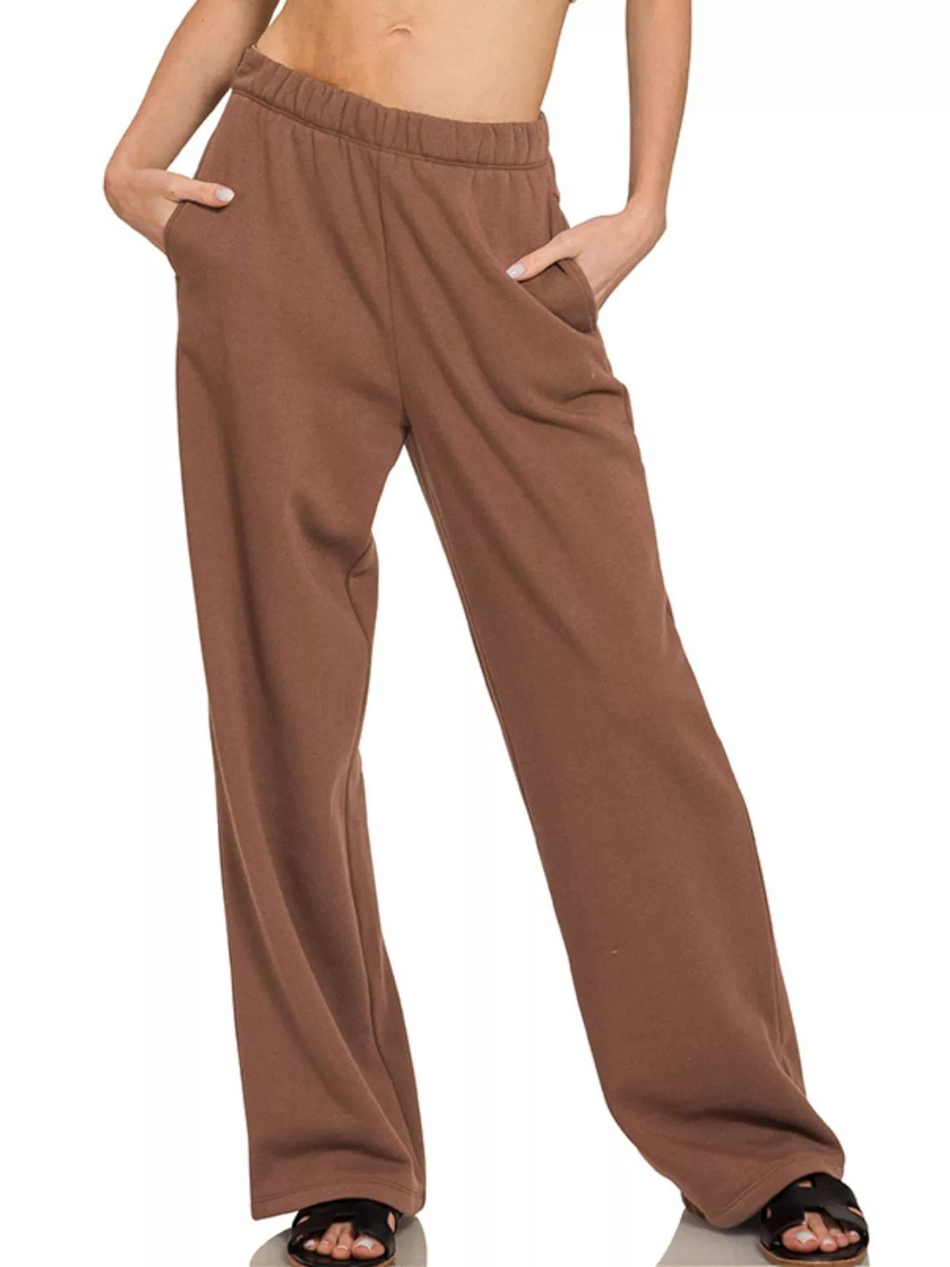 Fashorio BROWN / S Zenana Fleece Sweatpant with Pockets