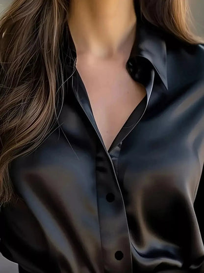 Button Down Collared Neck Long Sleeve Shirt - Fashorio