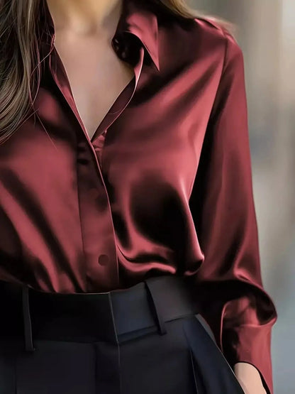 Button Down Collared Neck Long Sleeve Shirt - Fashorio